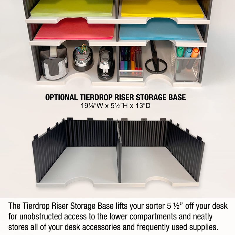 Ultimate Office TierDrop Desktop Organizer/Forms Sorter, 6-Compartments with Optional Add-On Tiers for Easy Expansion, Gray w/Black - Image 4